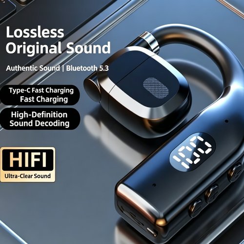 Open-Ear Bluetooth Headset with LED Battery Display