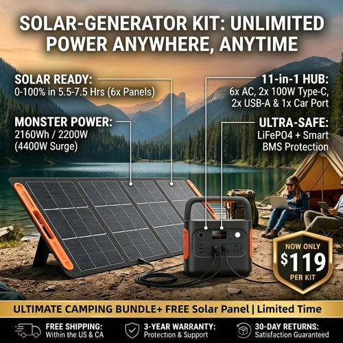 2042Wh Solar Generator Kit + FREE 200W Solar Panel (Limited BOGO)