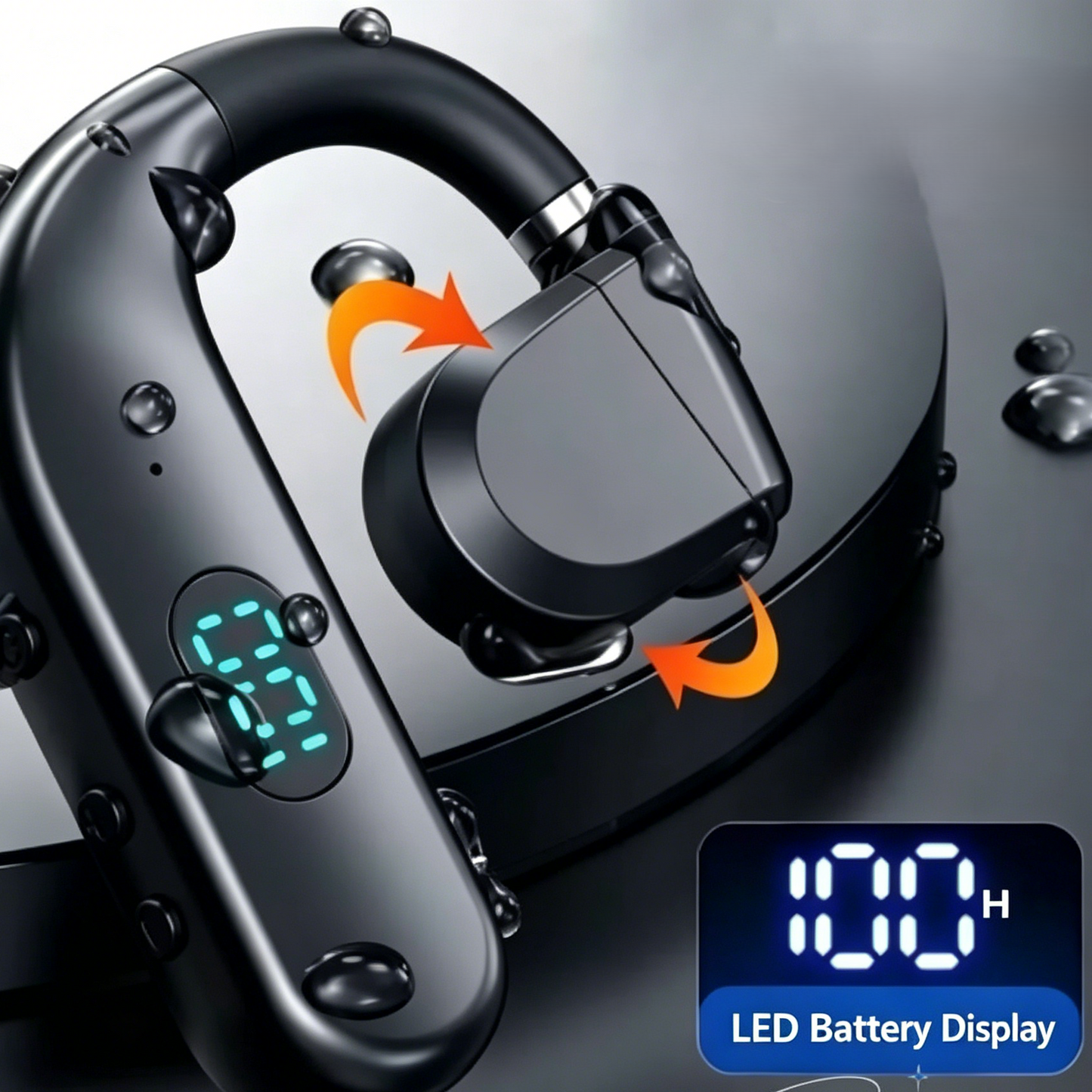 Open-Ear Bluetooth Headset with LED Battery Display
